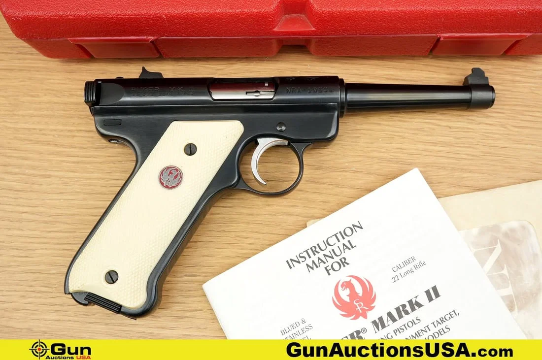 RUGER M.K. II .22 CAL PISTOL. Excellent. 4.5" Barrel. Shiny Bore, Tight Action Semi Auto. NRA SALUTE