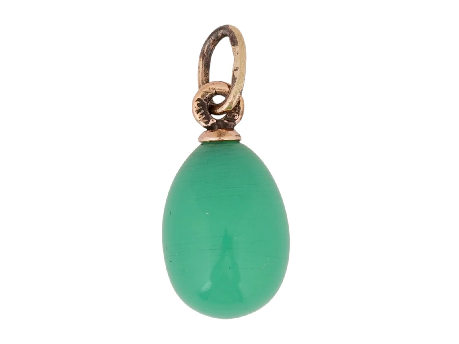 RUSSIAN 56 GOLD AND CHRYSOPRASE EASTER EGG PENDANT