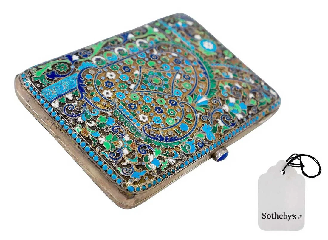 RUSSIAN CLOISONNE CIGARETTE CASE fr. SOTHEBY's