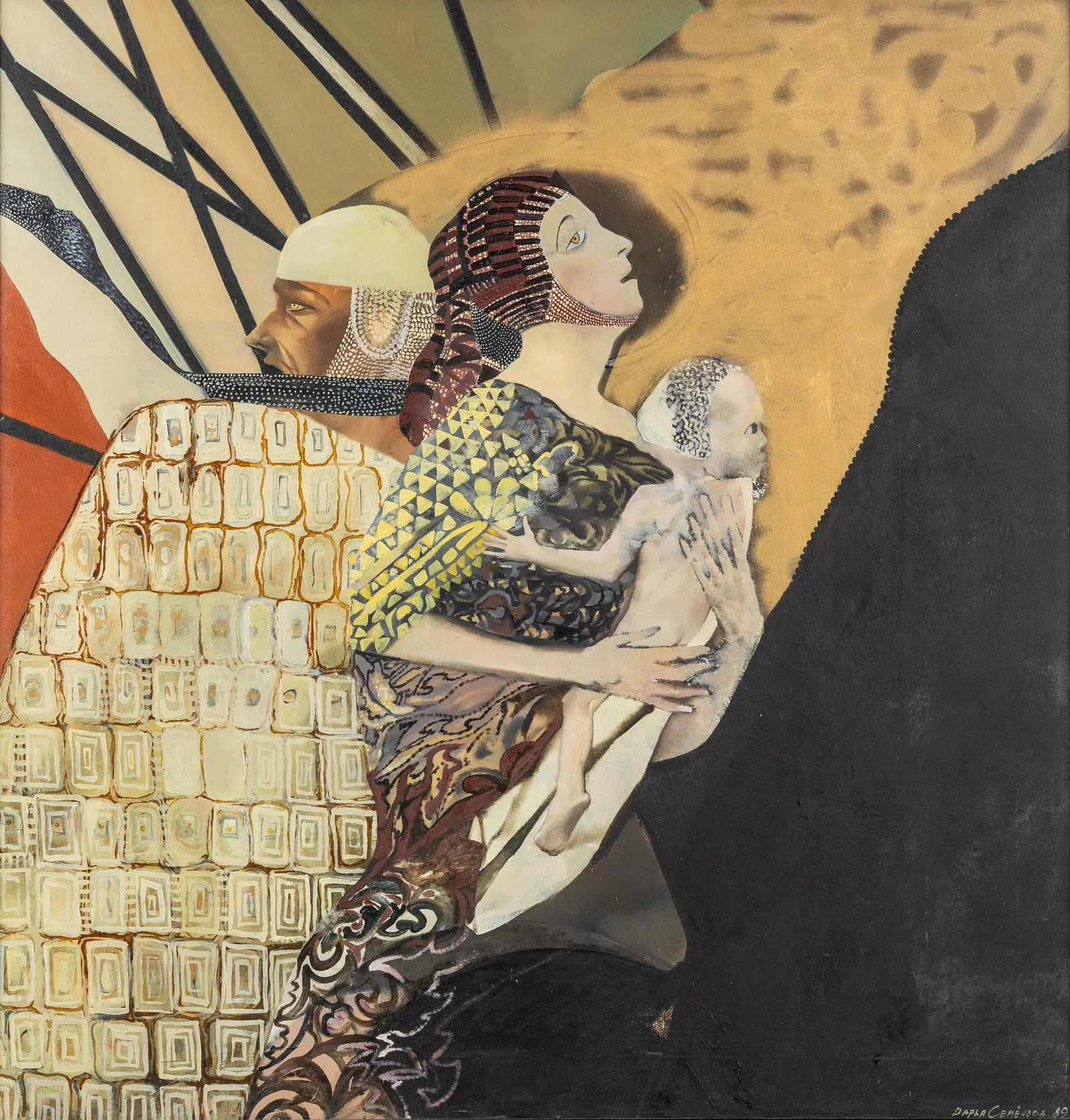 Russian School: Daria Semenova (1958) 'Escape', oil on canvas (1989).