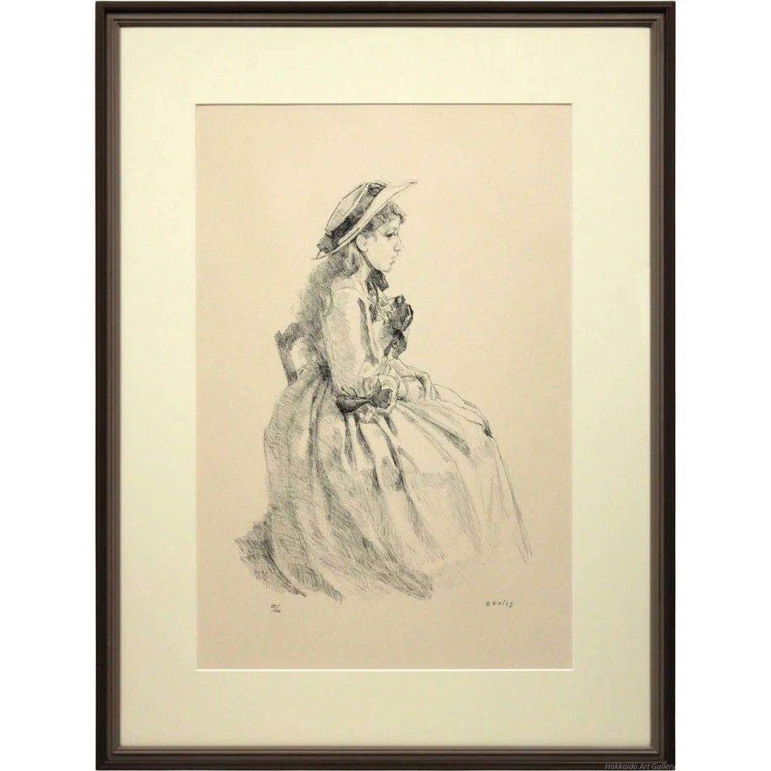 Ryohei Koiso "Woman in Dress" Lithograph Print Painting