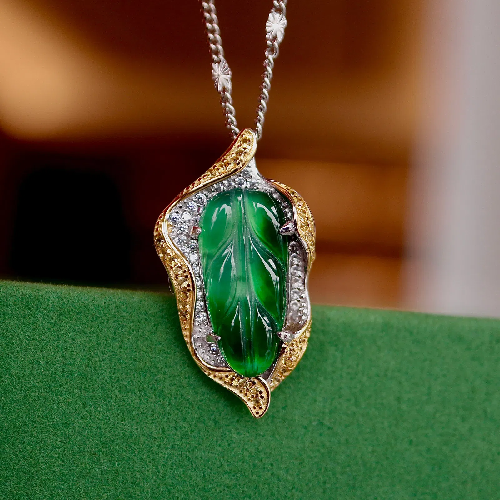 S925 pure silver natural jadeite pendant