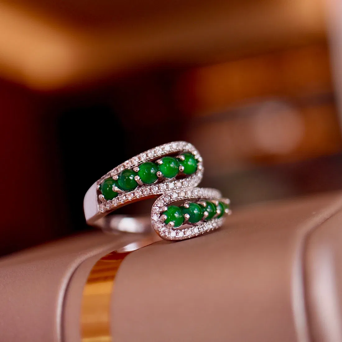 S925 pure silver natural jadeite ring
