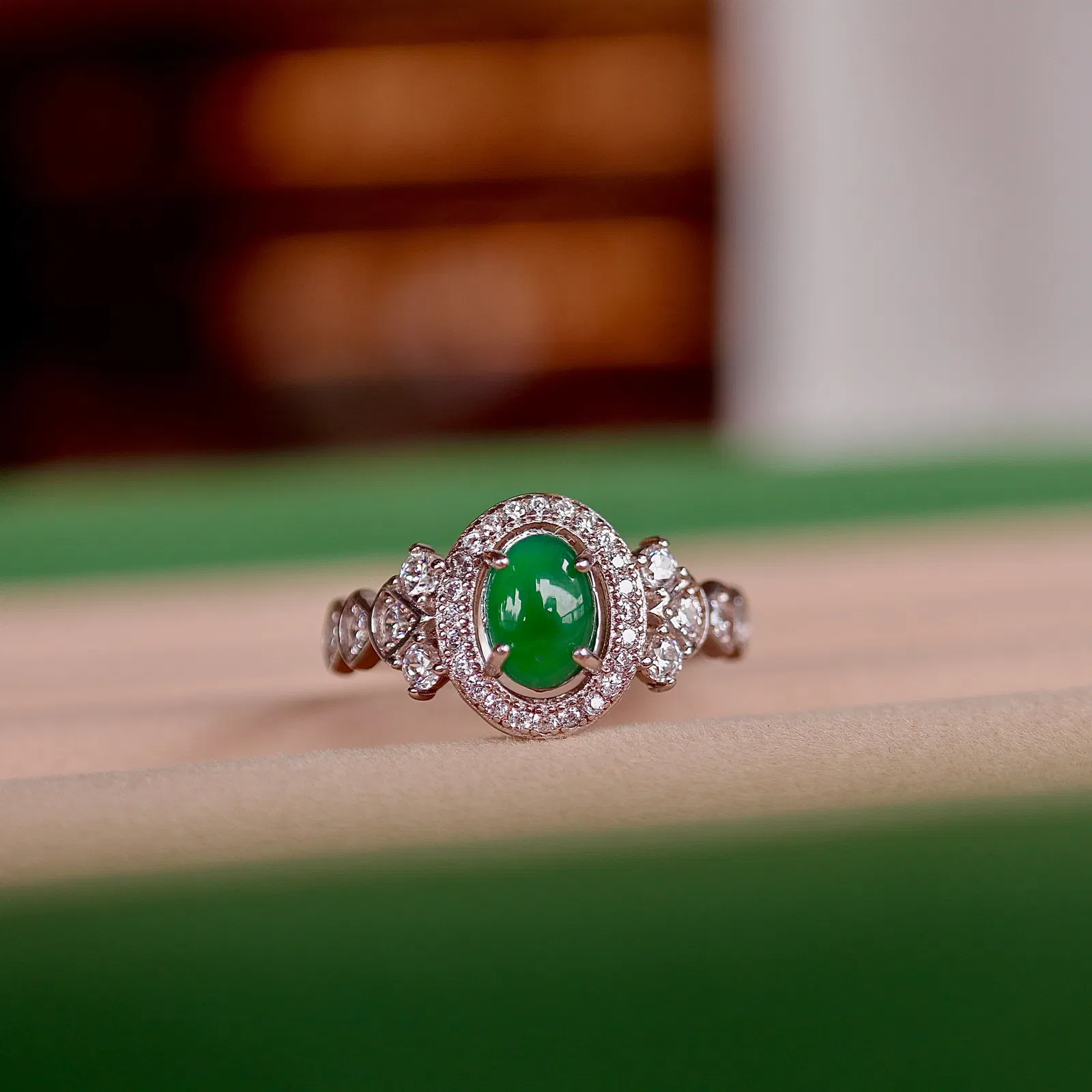 S925 Pure Silver Natural Jadeite Ring