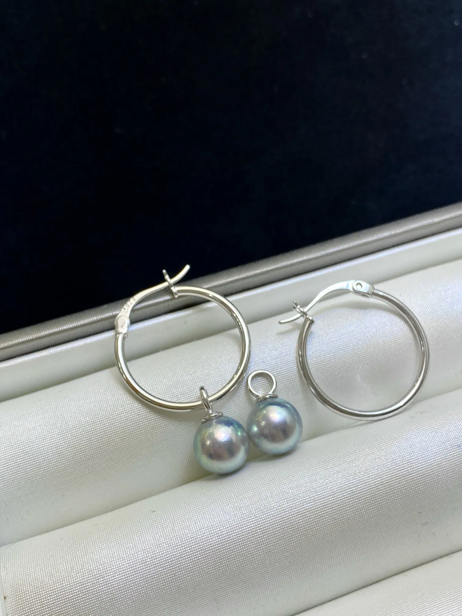 S925 pure silver natural pearl earrings