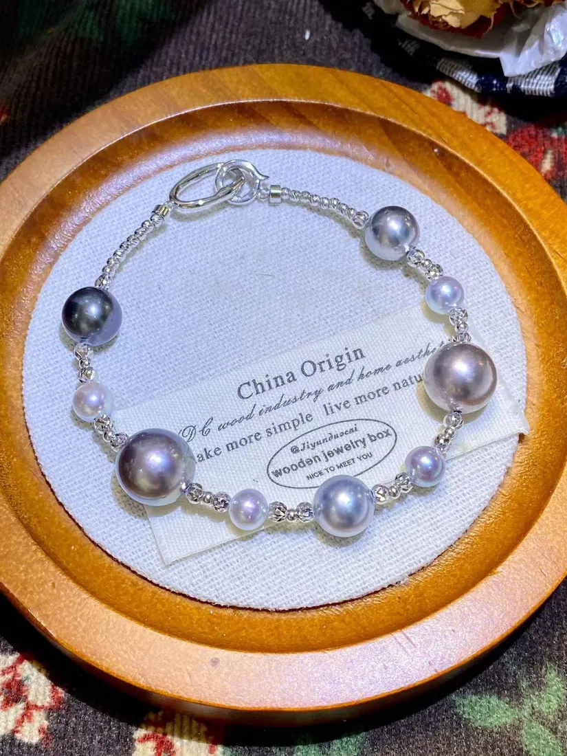 S925 pure silver natural seawater pearl bracelet