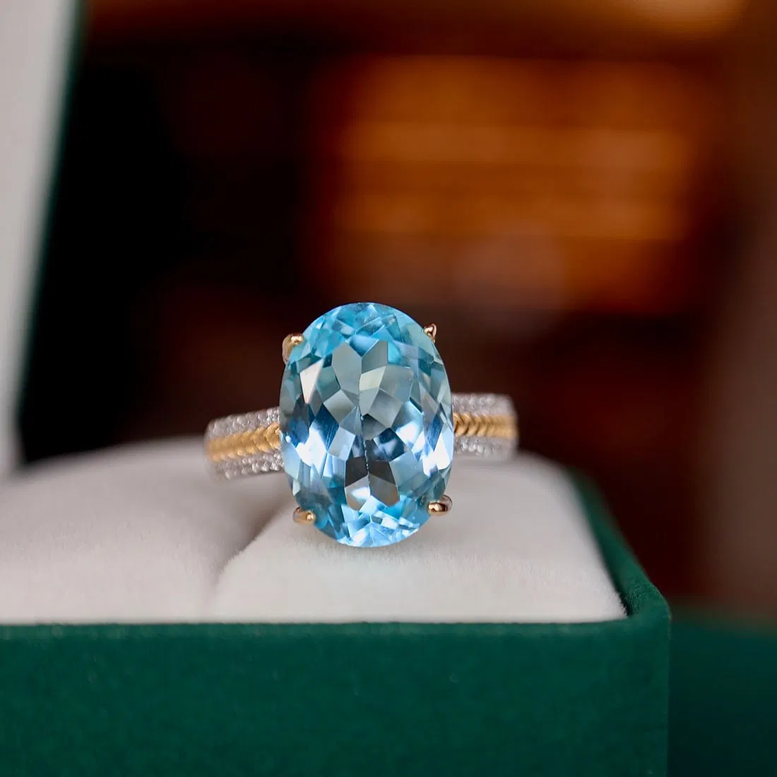 S925 pure silver natural topaz ring
