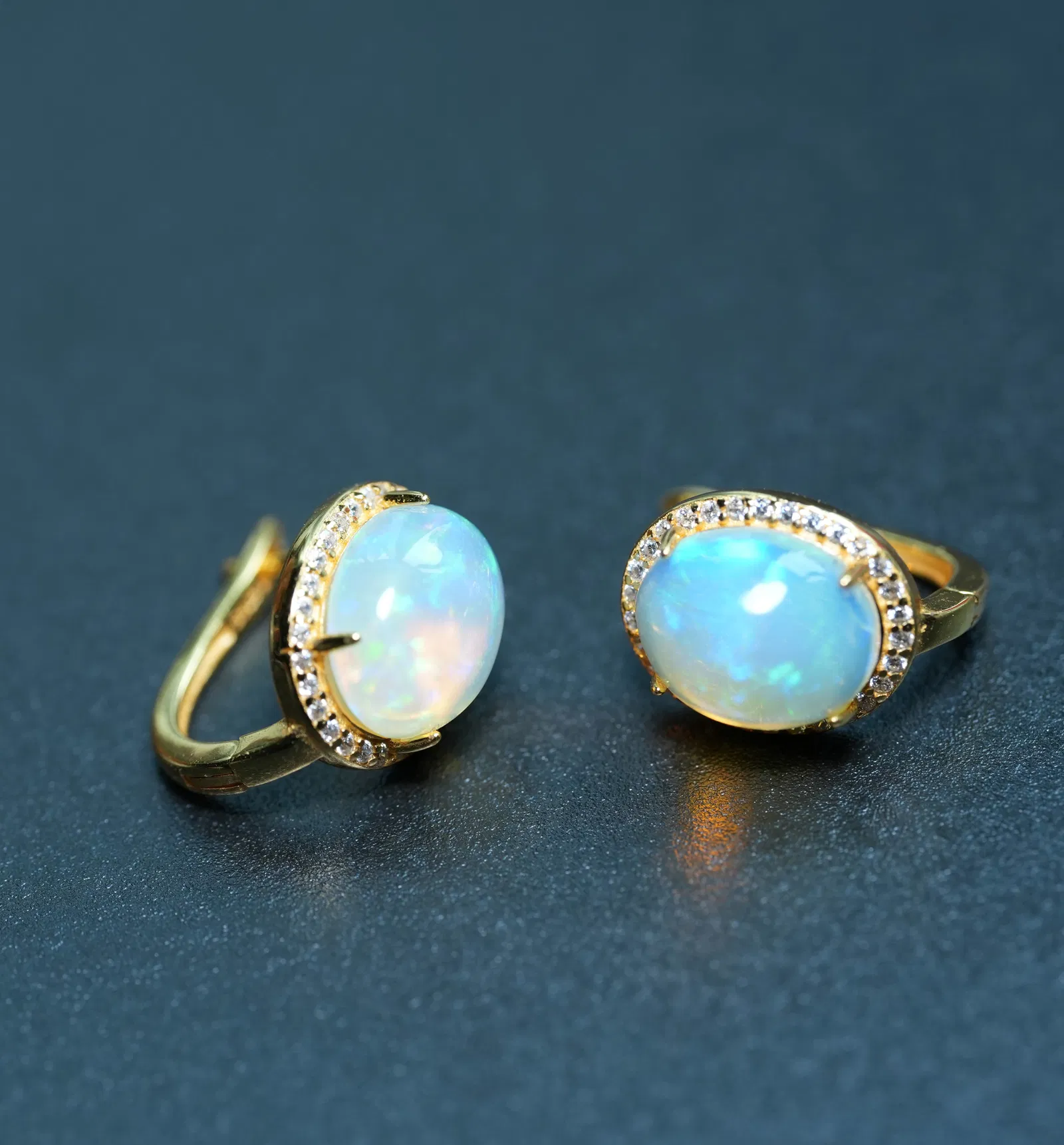 S925 Sterling Silver Earrings Set with Natural Opal