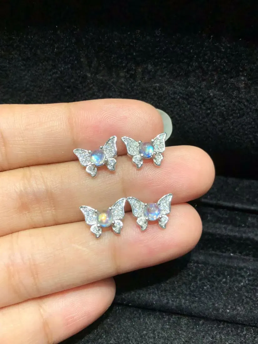 S925 Sterling Silver Natural Moonstone Earrings