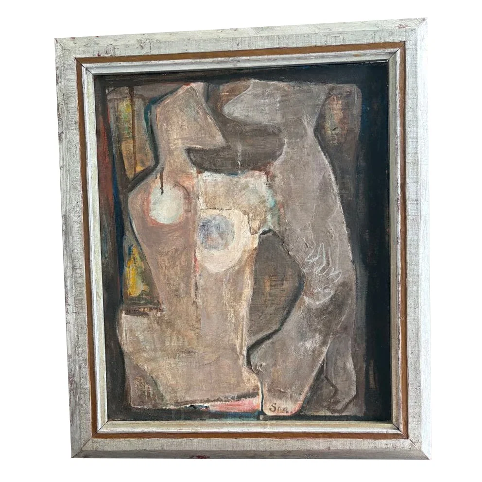 Saburo Takenaka, Oil Painting "Figure Composée," Framed