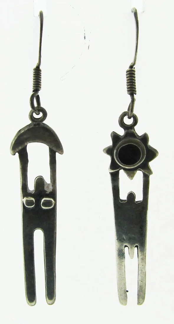 SACRED Silver Aztec Earrings Circa 1930s!