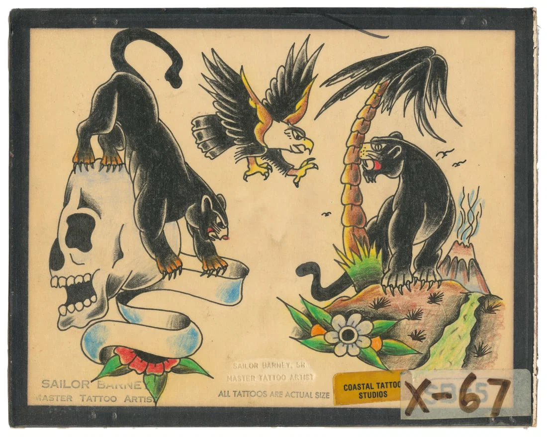 Sailor Barney Three Design Flash Sheet, Coastal Tattoo Studios