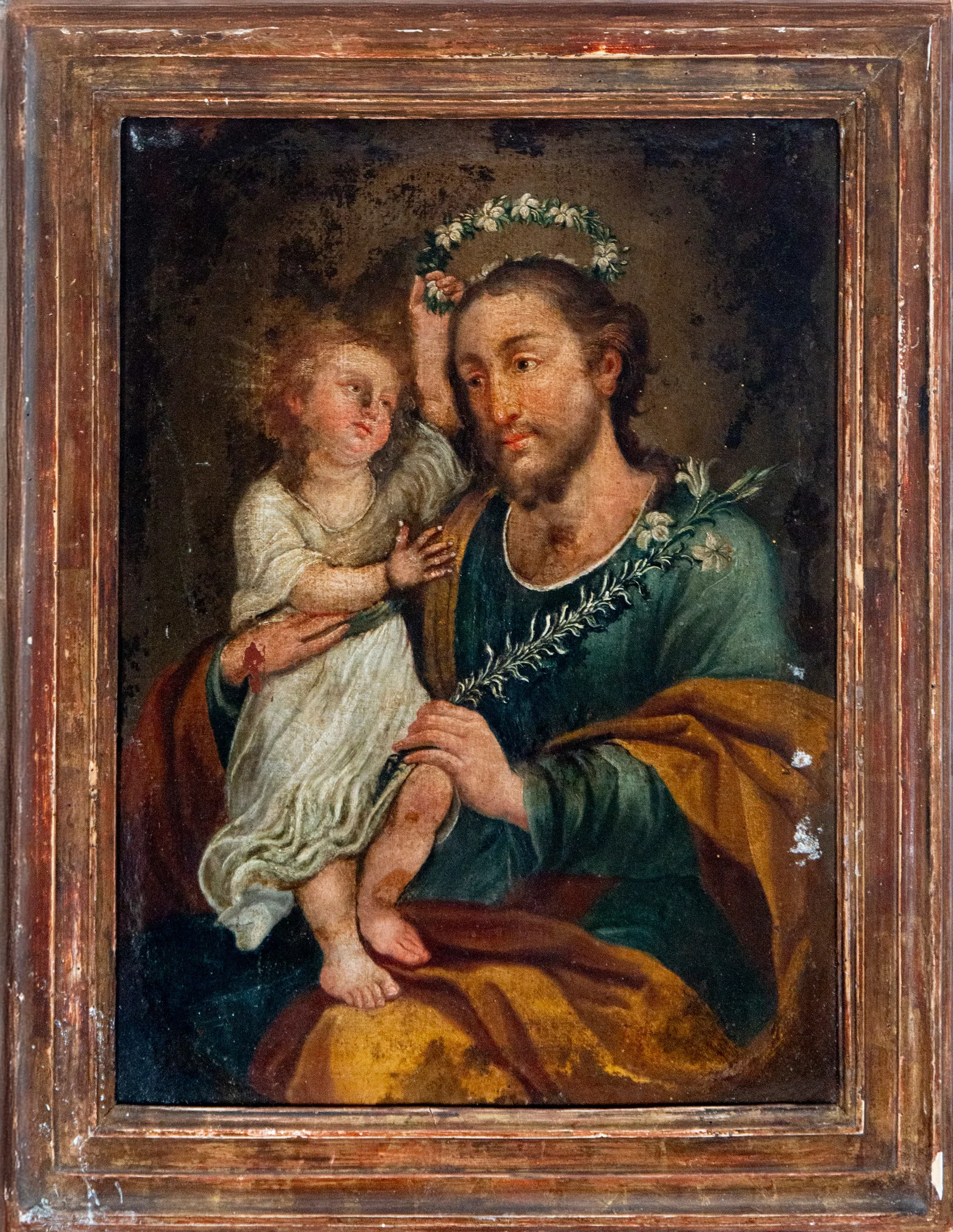 Saint Joseph with the Child. Andean viceregal school. 18th century.