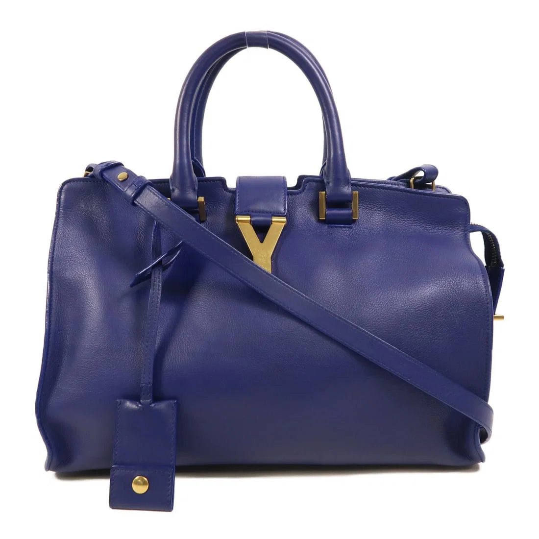 Saint Laurent Blue Calfskin 2way Shoulder Bag with Gold Hardware