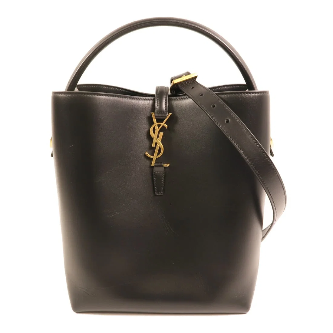 Saint Laurent Le 37 Black Calfskin 2way Shoulder Bag with Gold Hardware