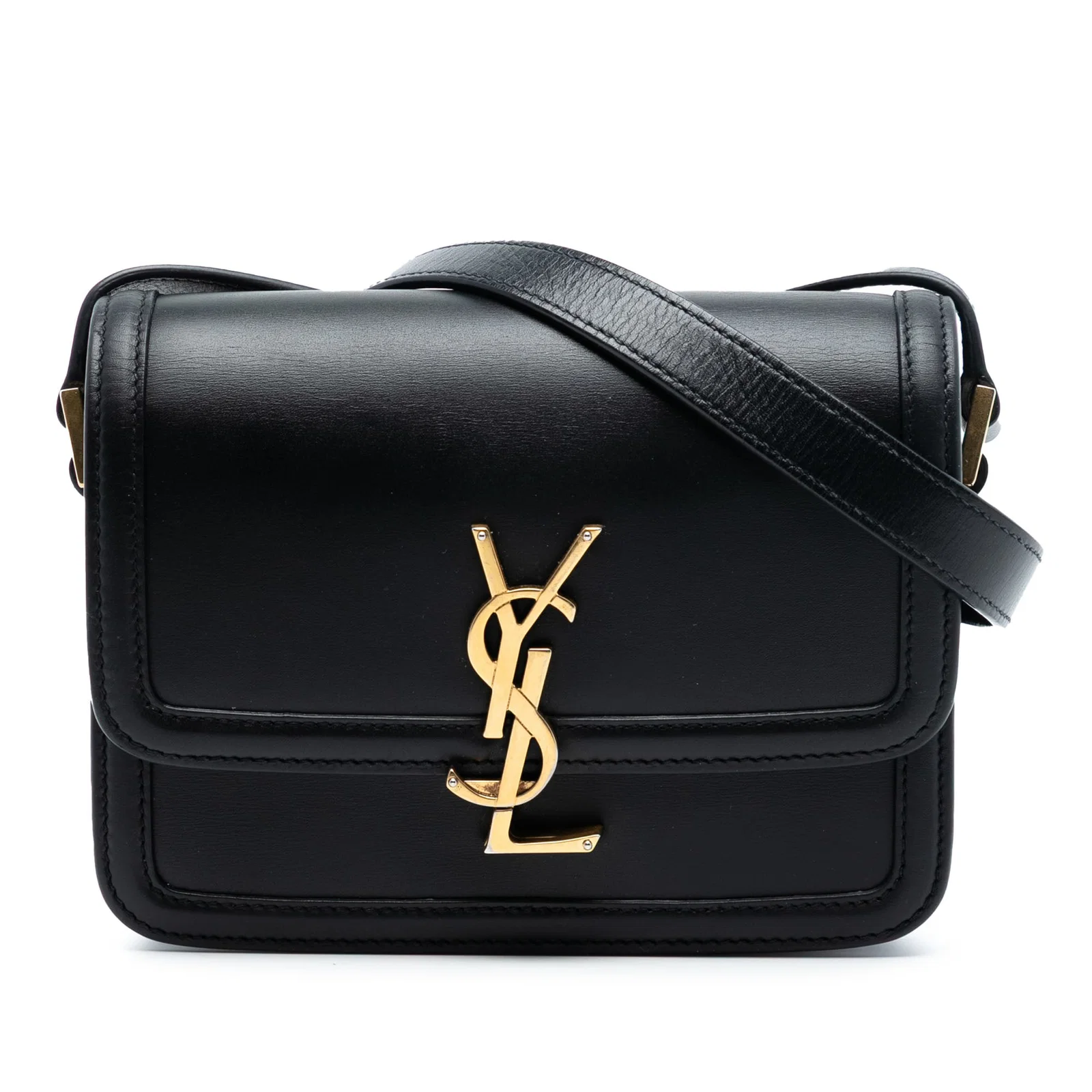 Saint Laurent Solferino Small Black Leather Satchel with Adjustable Strap