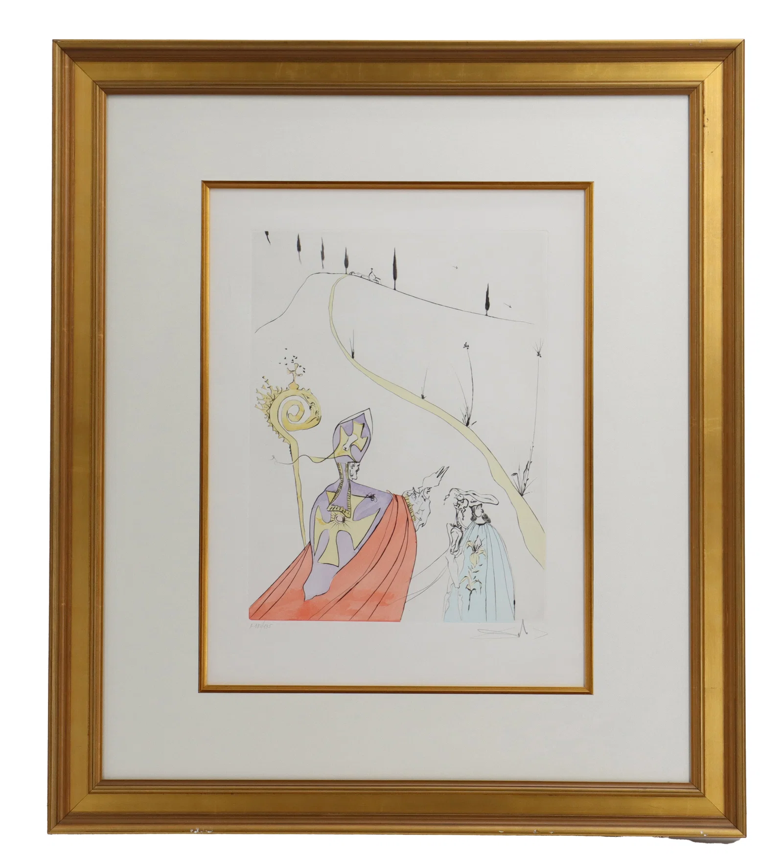 Salvador Dali (1904-1989) Spanish, Color Drypoint Etching "The Sacred Love of Gala"