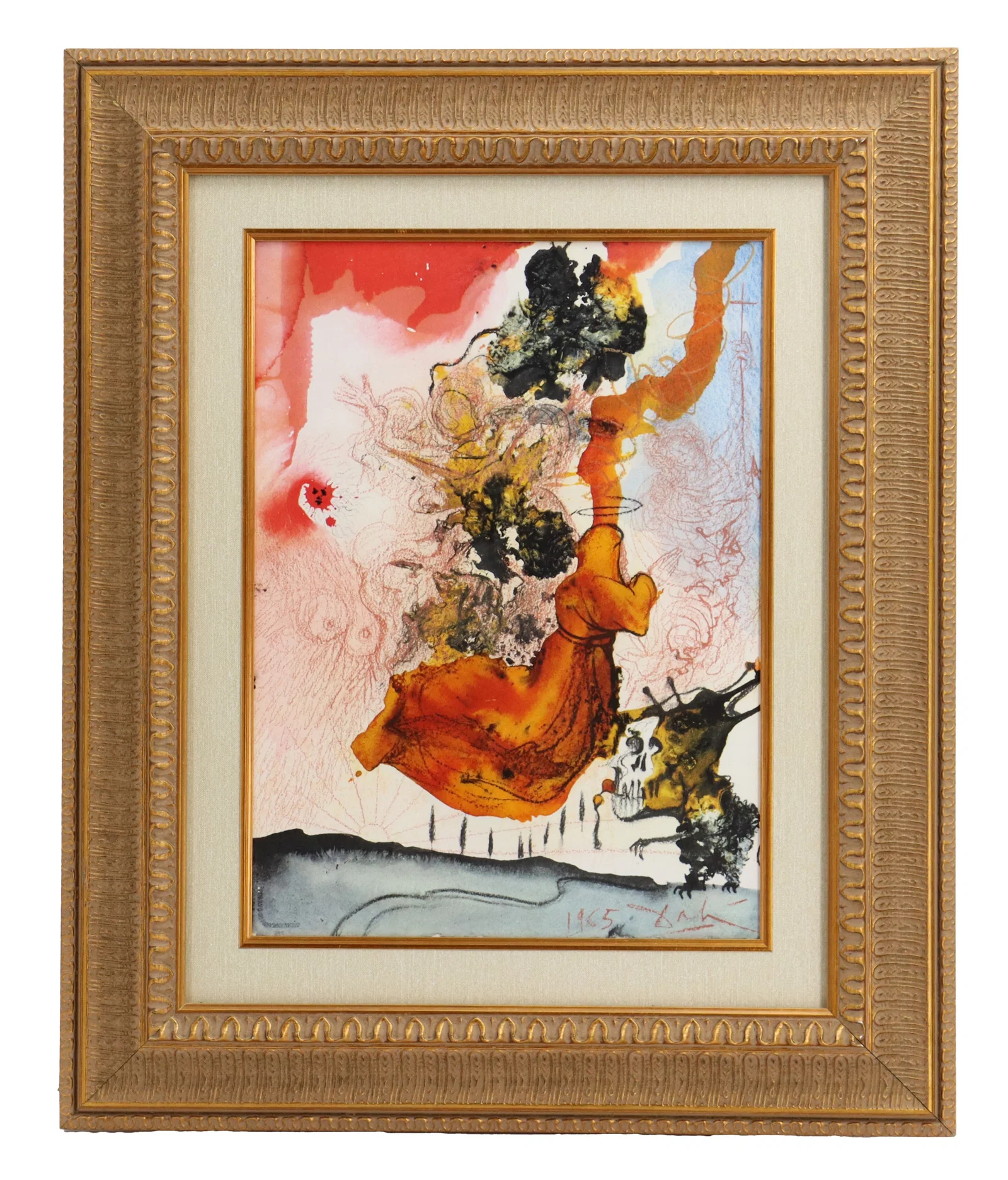 Salvador Dalí (1904-1989) Spanish, Mixed Media Color Lithograph "Cadaver in Sepulchro Elisei"