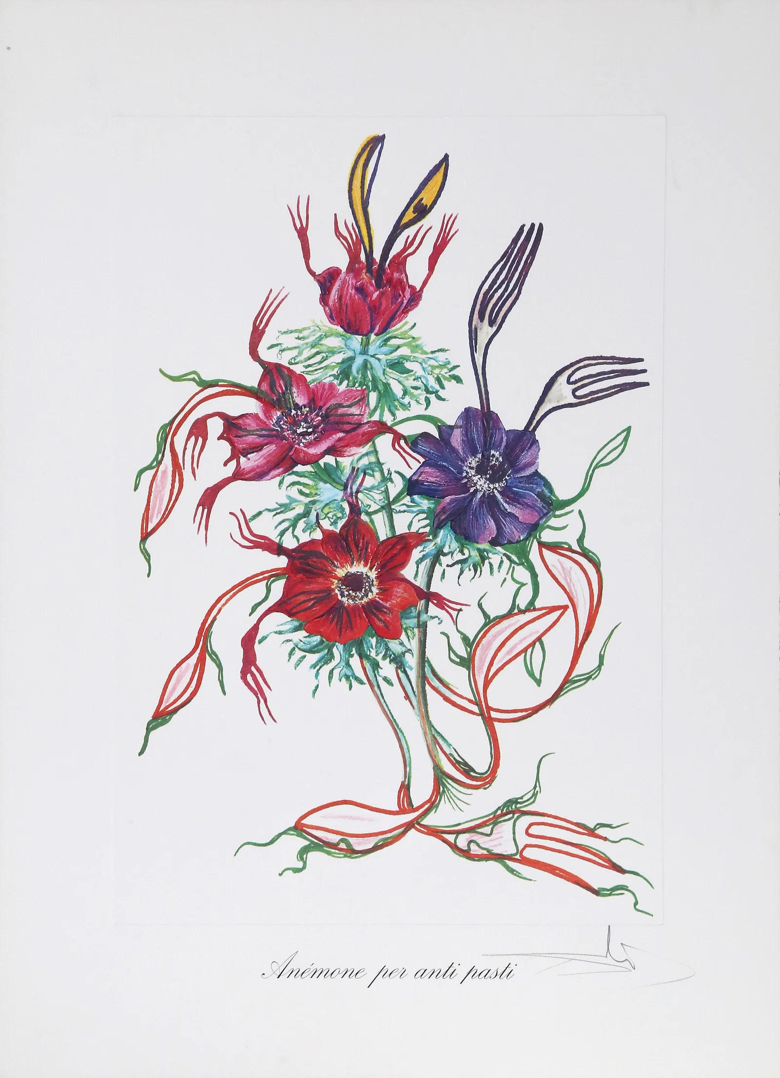 Salvador Dali, Anemone per Anti-Pasti Lithograph