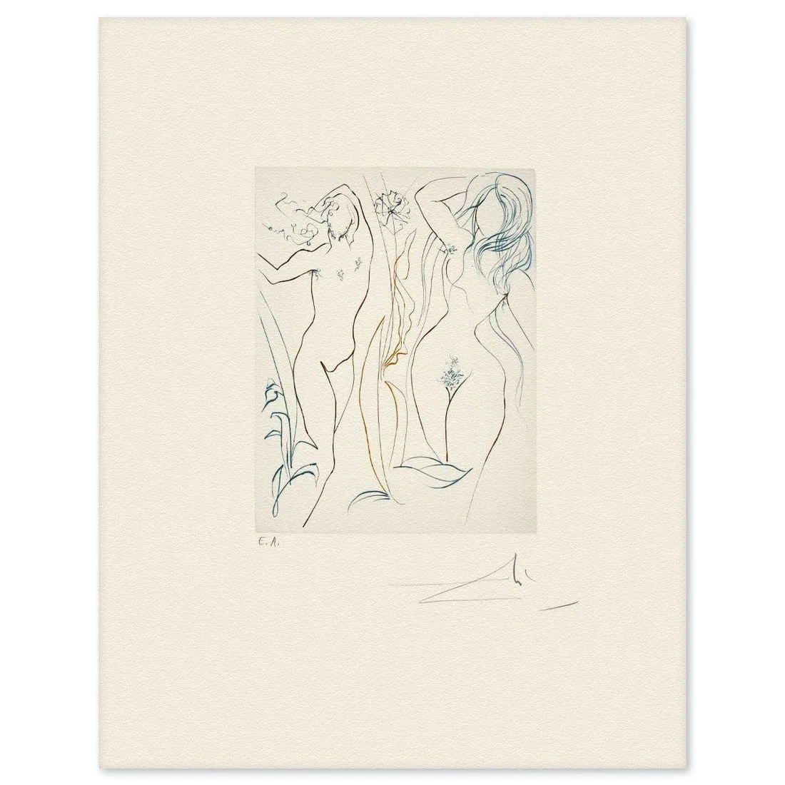 Salvador Dali- Etching "Adam and Eve"