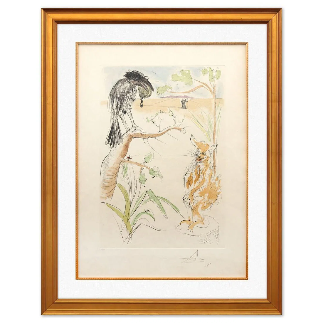 Salvador Dali- Original Lithograph "The Raven and the Fox"