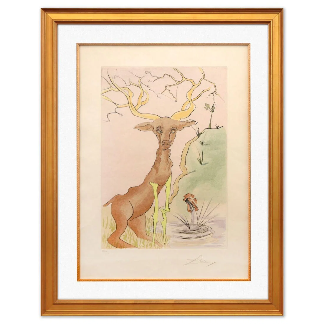 Salvador Dali- Original Lithograph "The Stag Reflected in the Water"