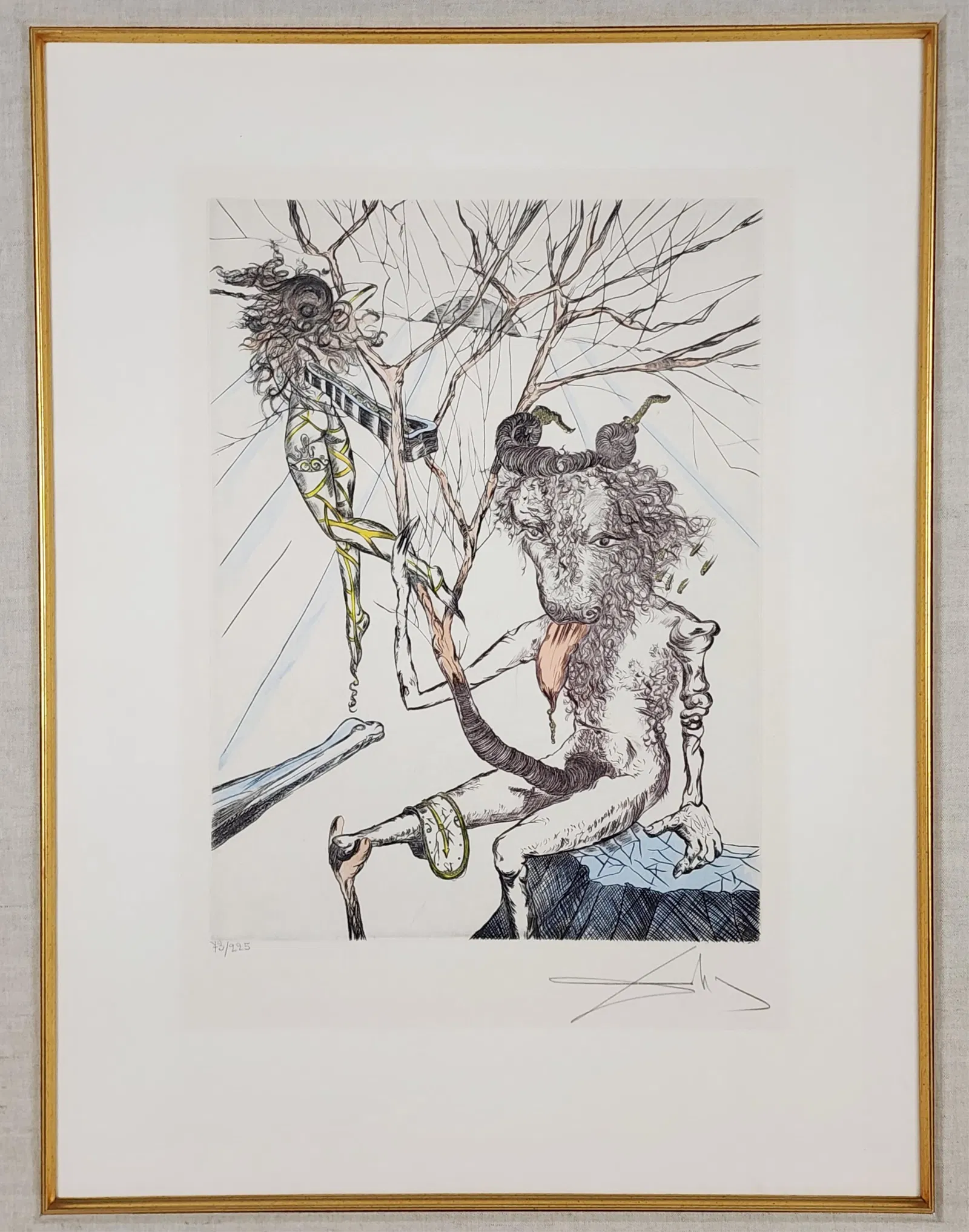Salvador Dali (Spanish, 1904-1989) From the Faust Series, Hand Colored Etching and Drypoint on