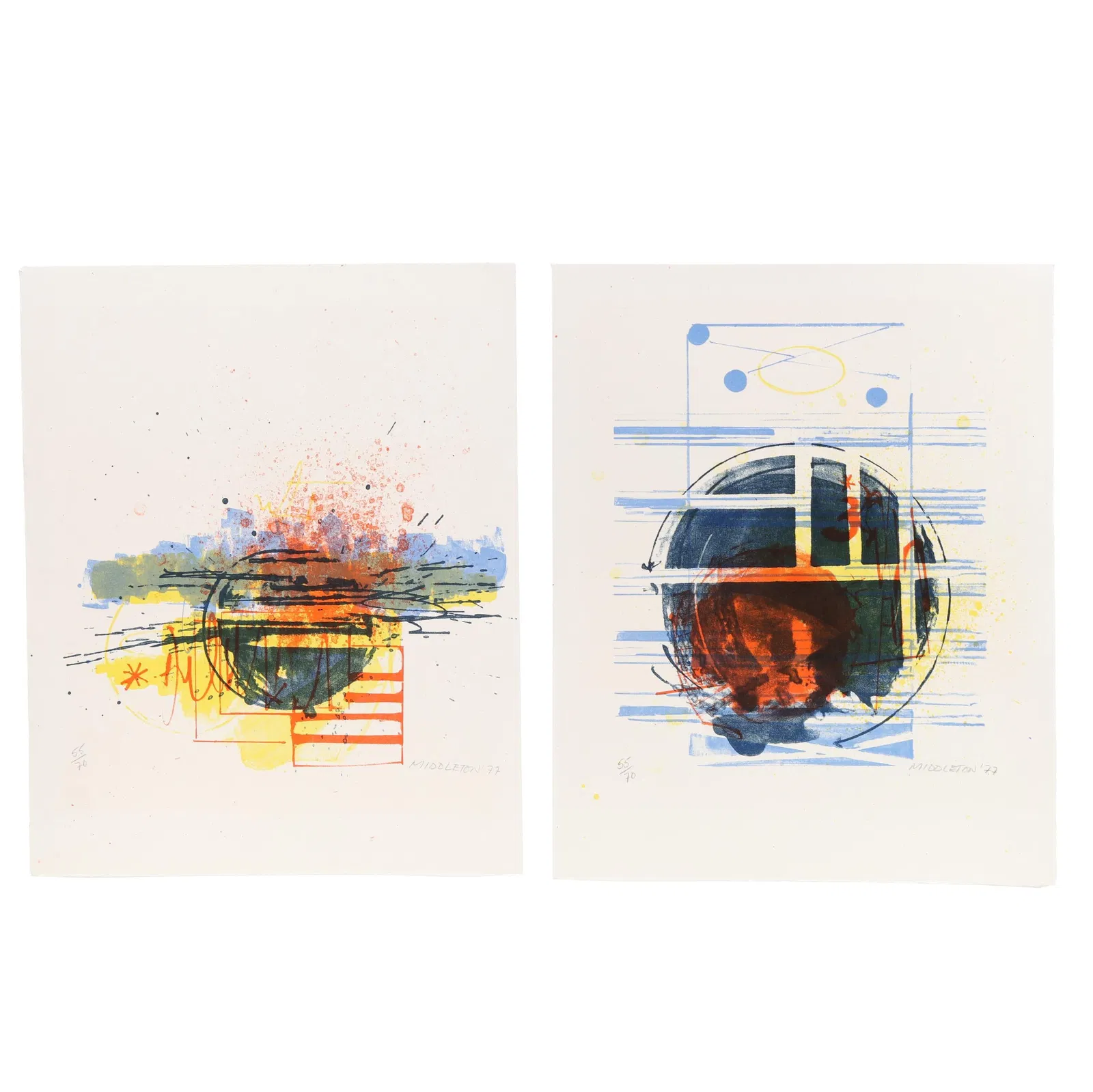 Sam Middleton (American, 1927-2015), Two Lithographs