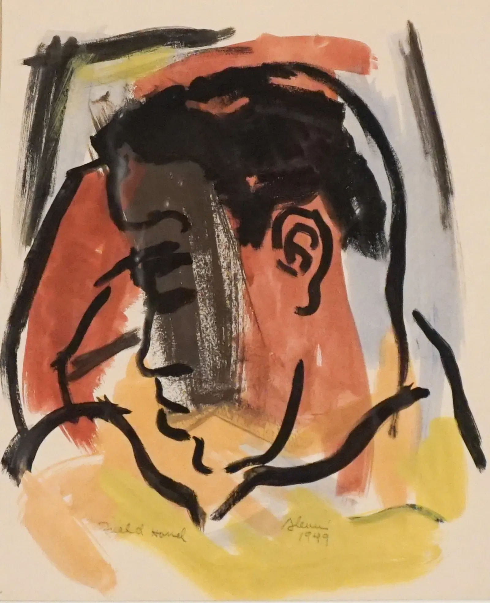 Samella Sanders Lewis (American 1923-2022), Field Hand, Gouache on paper, Sight size: 11-1/4 x 9 in