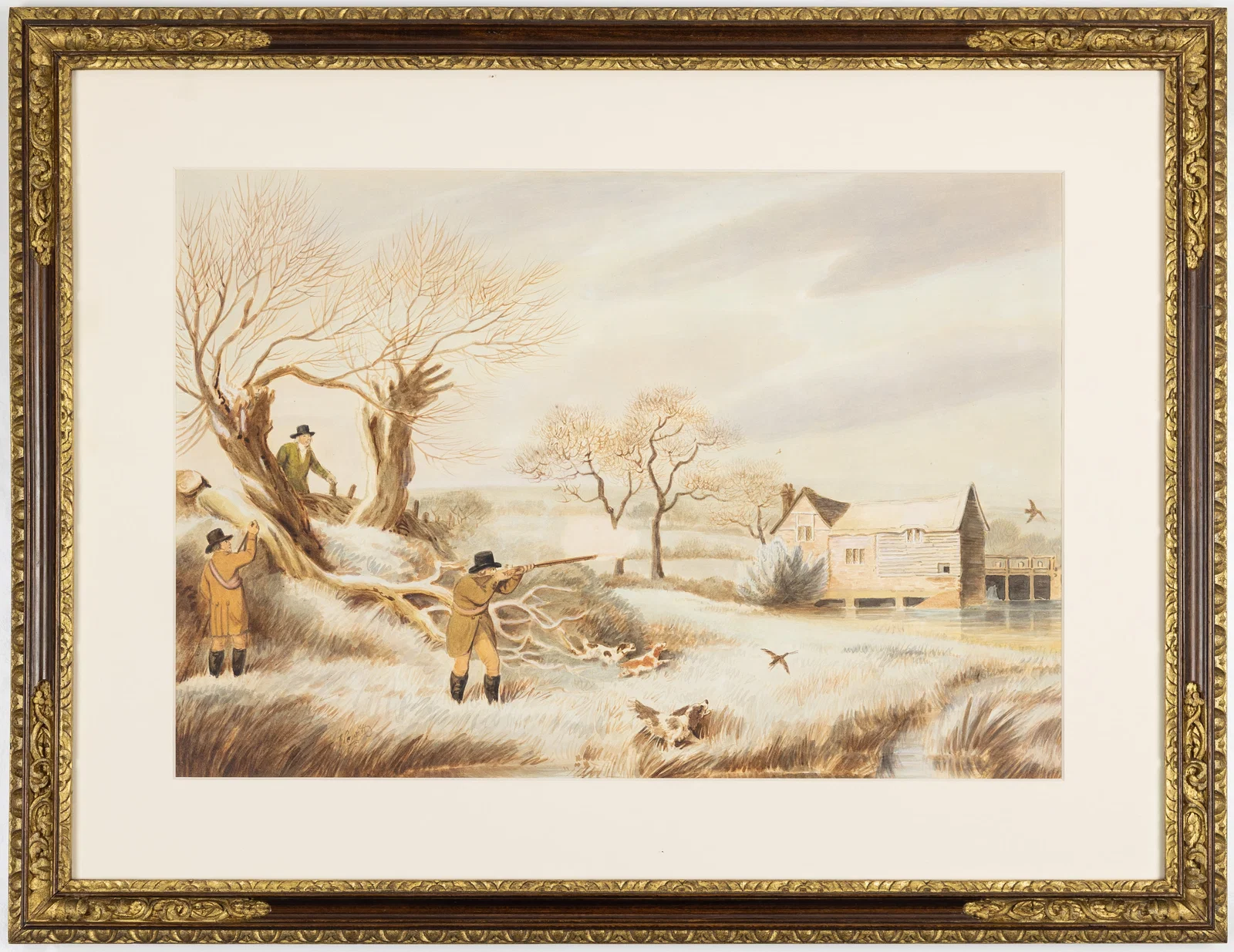Samuel Howitt Original Watercolor for Edward Orme's British Field Sports - Snipe Shooting