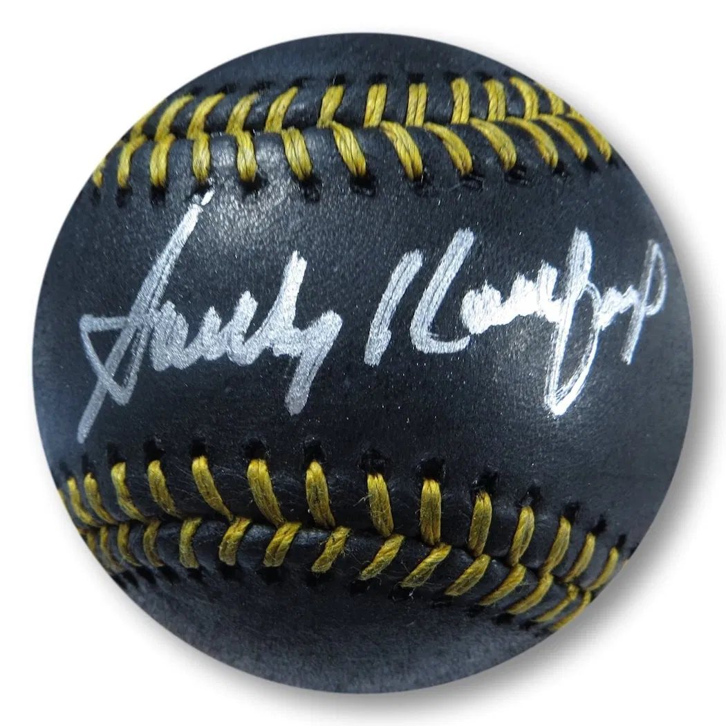Sandy Koufax Autographed Black Baseball Dodgers Silver Ink JSA Certified