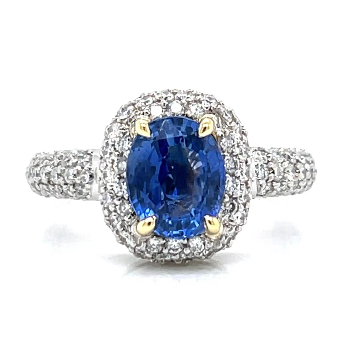 Sapphire and Diamond Ring in Platinum and 18K Gold Size 7