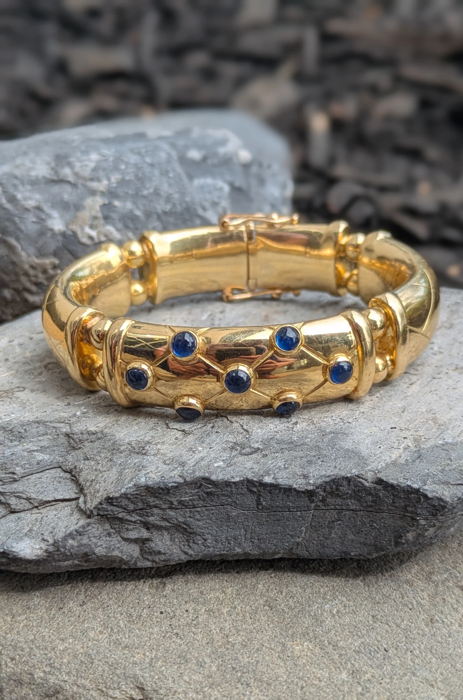Sapphire and Gold Vintage Bangle
