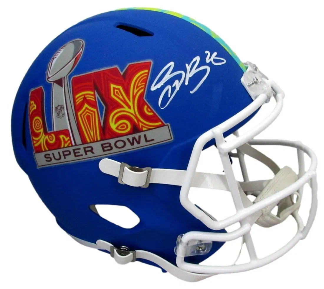 Saquon Barkley Signed Blue Super Bowl LIX Replica Helmet PSA Authenticated