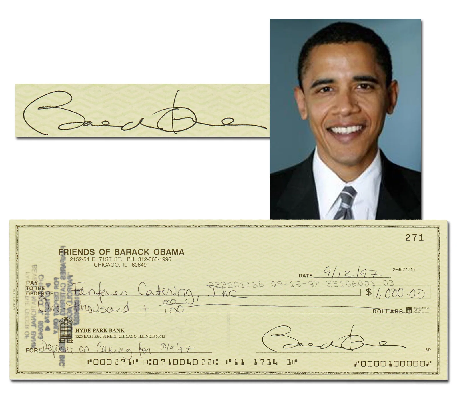 Scarce Barack Obama Signed "Friends of Barack Obama" Bank Check