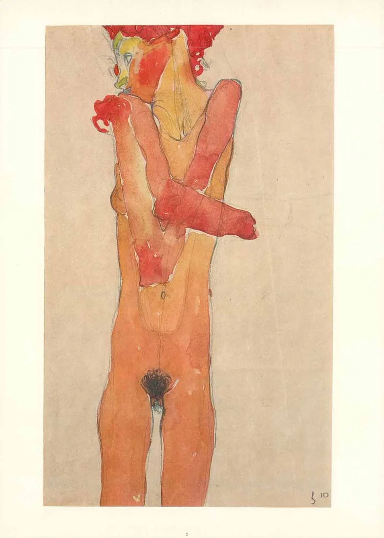 Schiele Lithograph 2 Girl with crossed arms