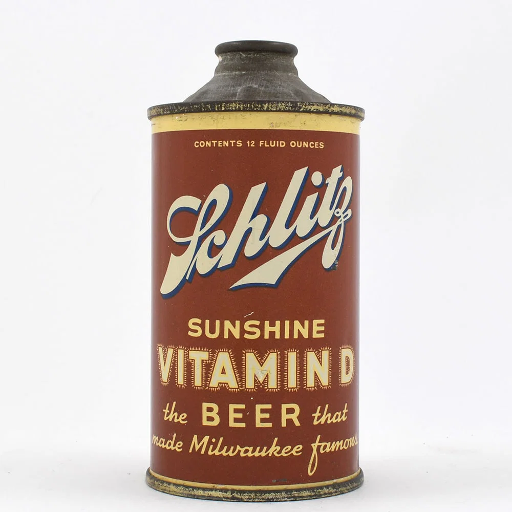 Schlitz Sunshine Vitamin D Beer Cone Top LESS THAN 4 PERCENT 180-19