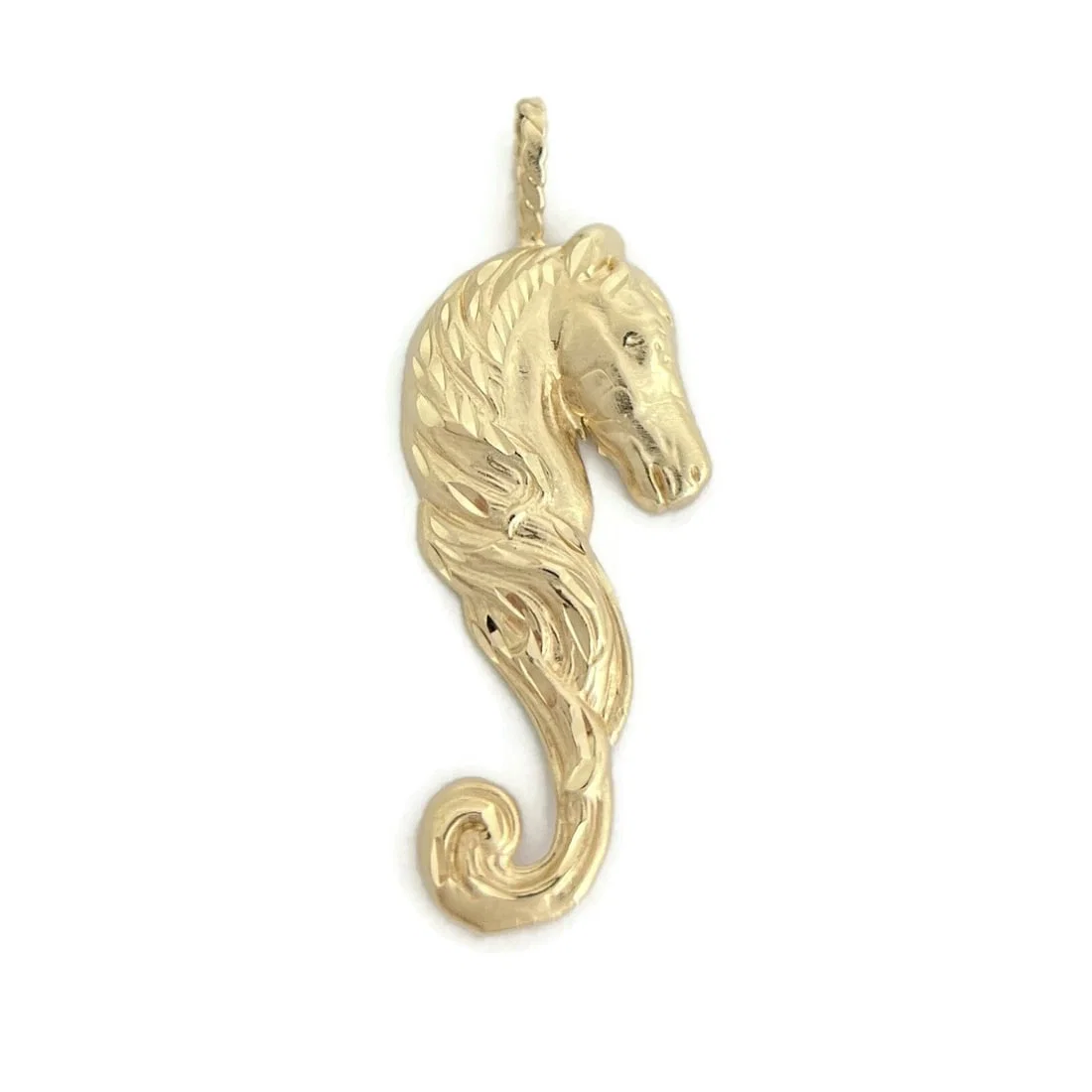 SEAHORSE HORSE NECKLACE PENDANT 14K YELLOW GOLD