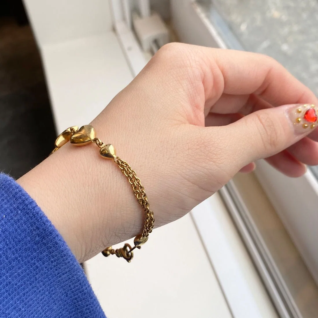 Second-hand 18K Gold Italian Made Star Heart Pendant Bracelet