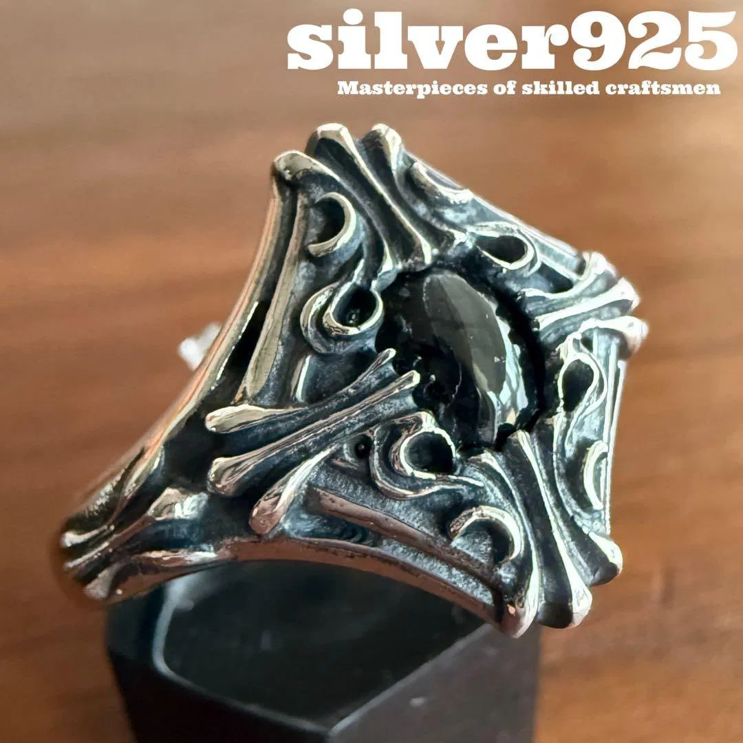(Second-hand) 925 Sterling Silver [Brand New] Natural Black Star Arabic Pattern Cross Ring