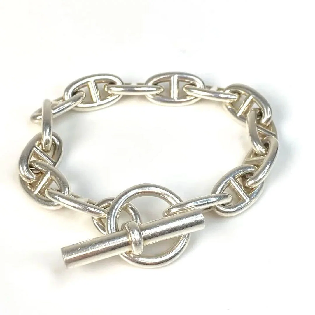 Second-hand Hermès Chaine d'Ancre GM 14 Silver Bracelet