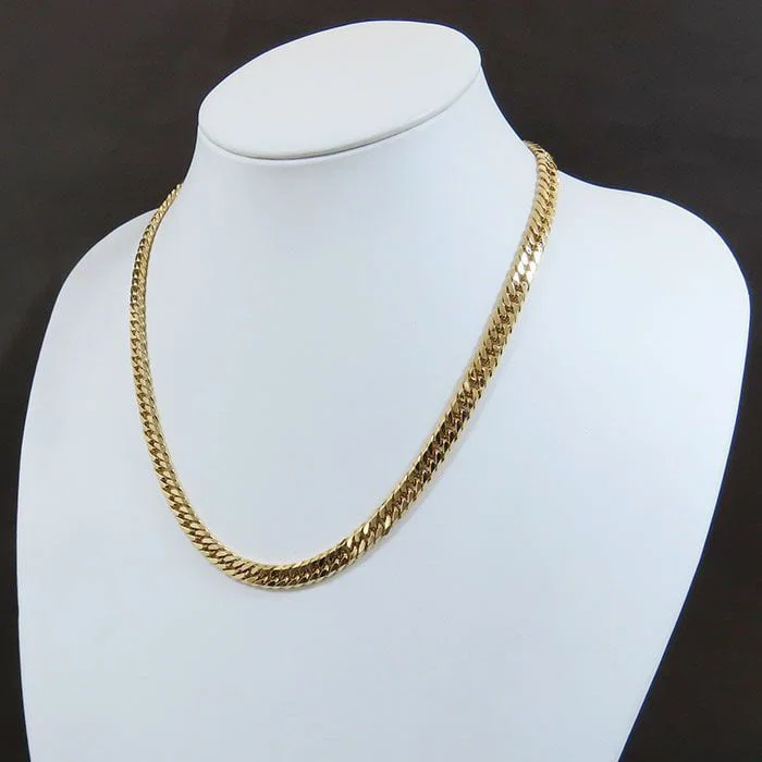Second-hand Hexagonal double chain necklace, 18K yellow gold