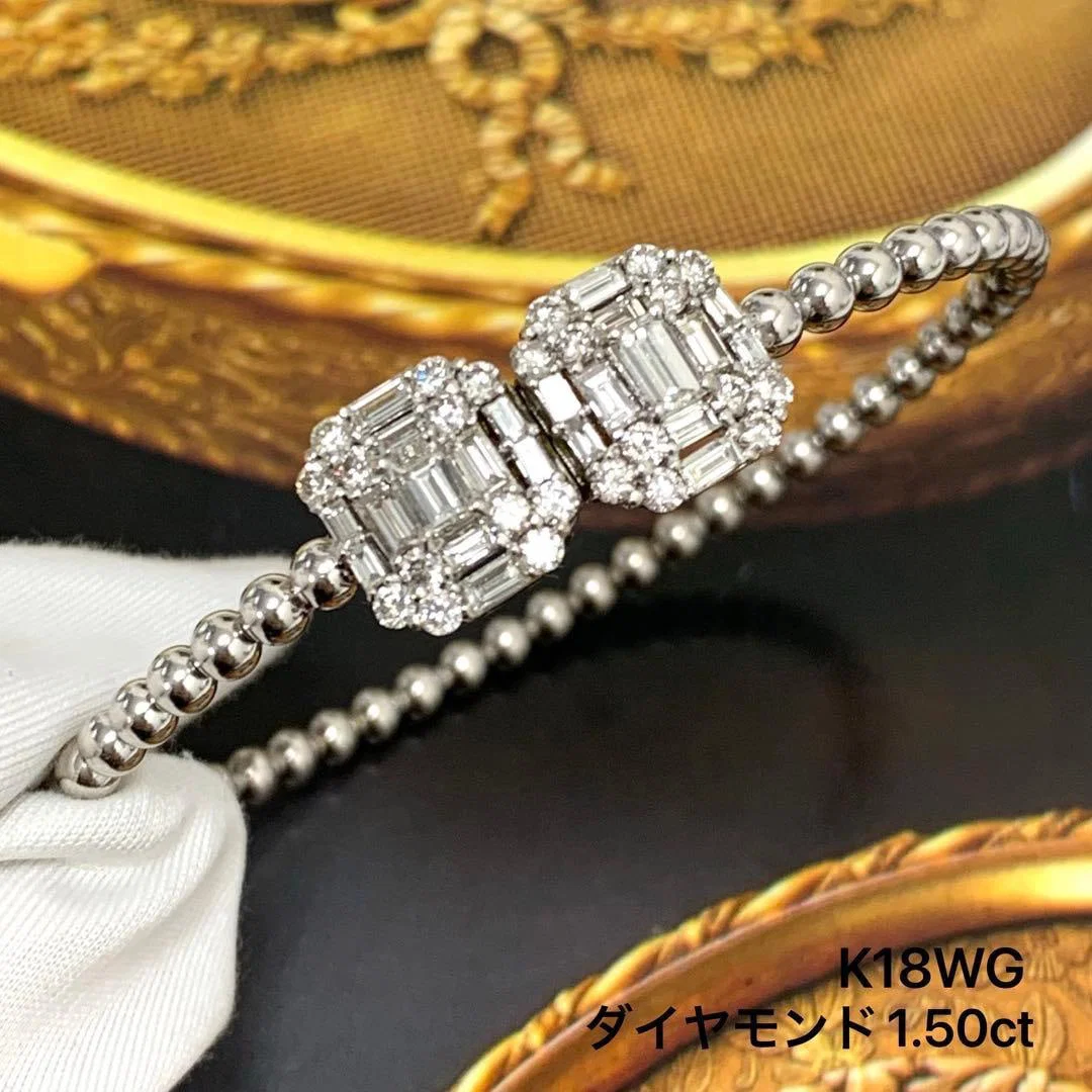 Second-hand K18WG Bracelet, diamond-studded 1.50