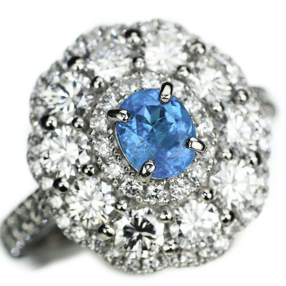 Second-hand T900 Blue Paraiba Tourmaline Diamond Ring