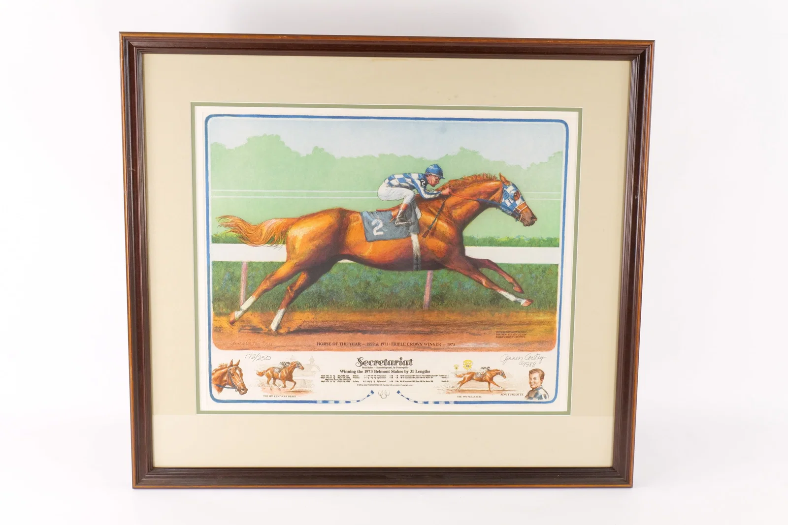 Secretariat Horse of the Year 1972 & 1973 Triple Crown Winner Etching by Jenness Cortez