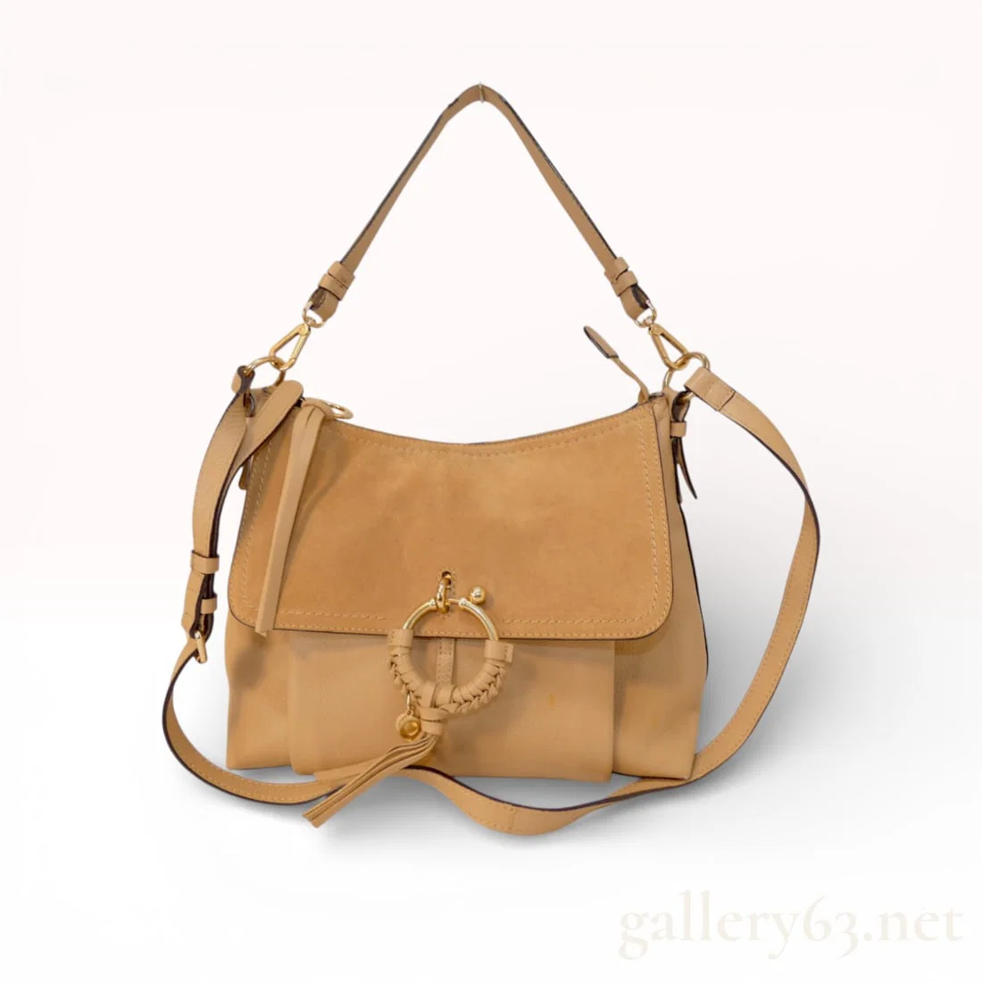 See by Chloé Joan Medium Leather and Suede Hobo Bag in Beige