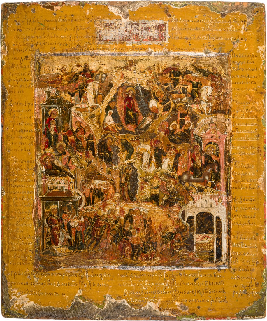 | SEHR FEINE IKONE MIT DEN GESCHEHNISSEN UM DIE GEBURT CHRISTI