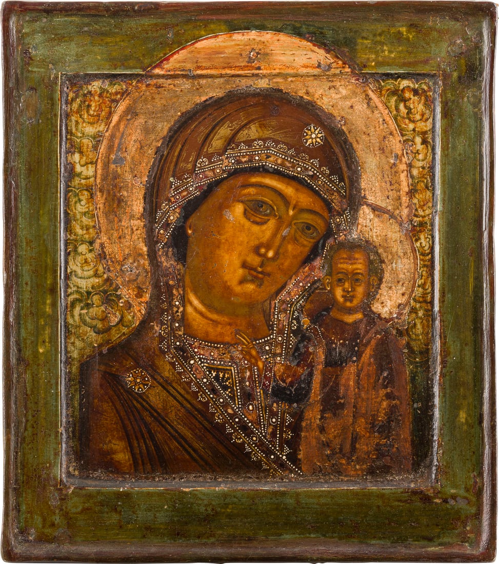 | SEHR FEINE IKONE MIT DER GOTTESMUTTER VON KASAN (KASANSKAJA)