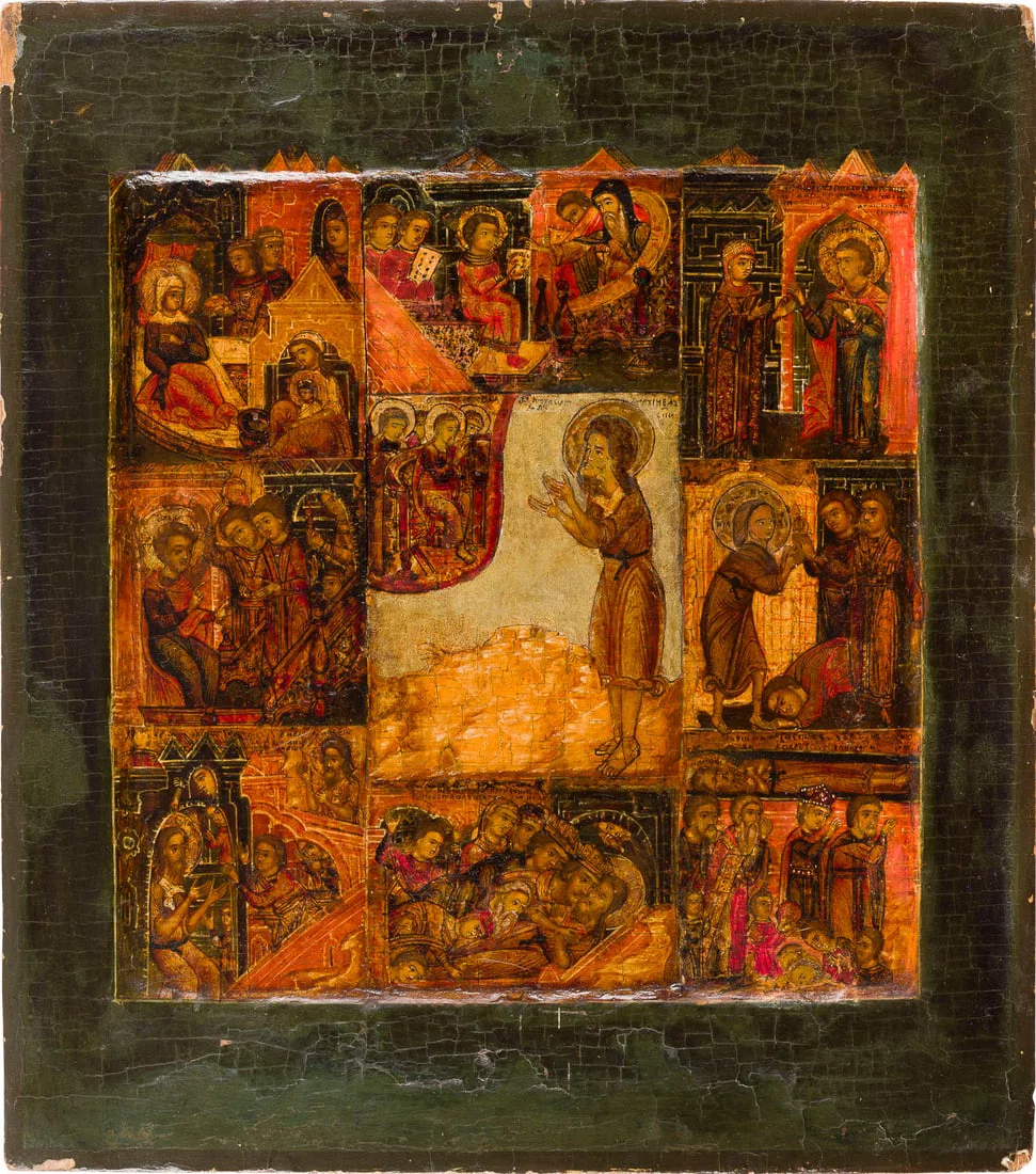 | SEHR FEINE UND SELTENE VITA-IKONE MIT DEM HEILIGEN ALEXIUS, MANN GOTTES