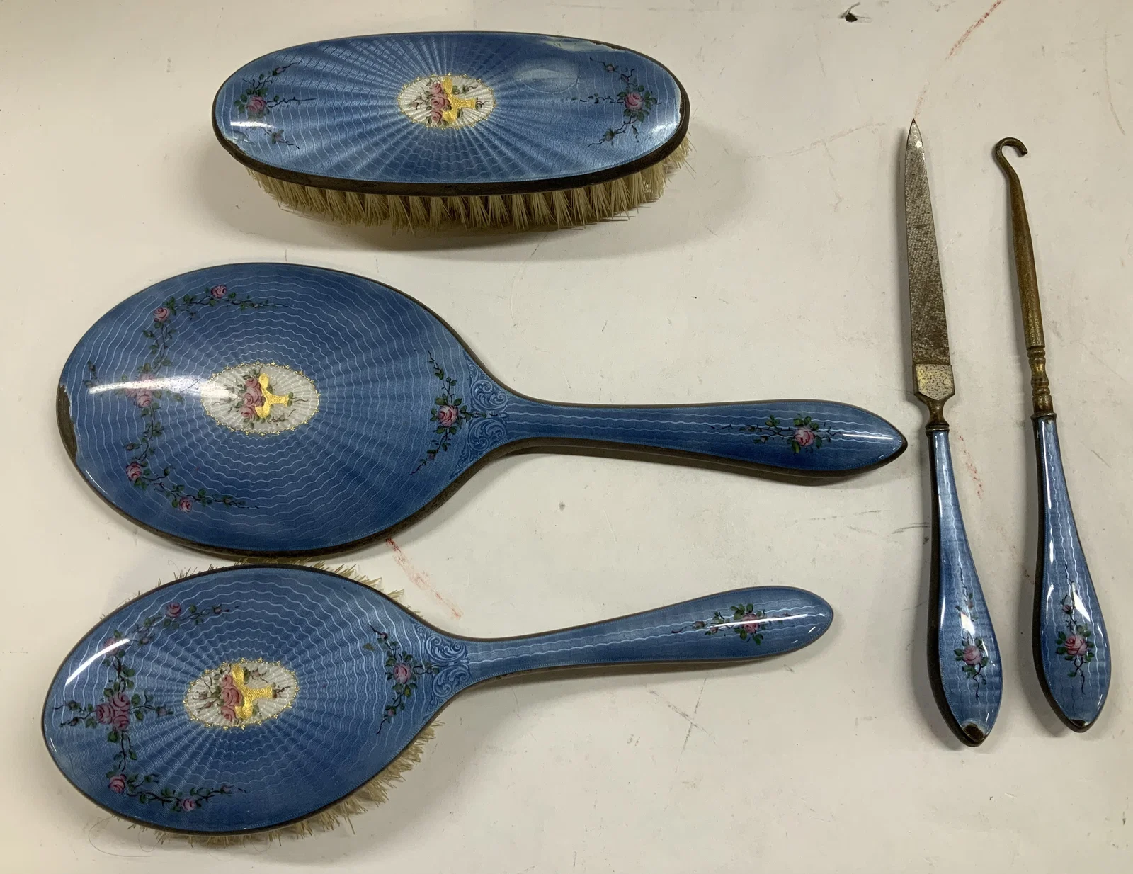 Set 5 Vtg Sterling Silver Vanity Set 606.2g